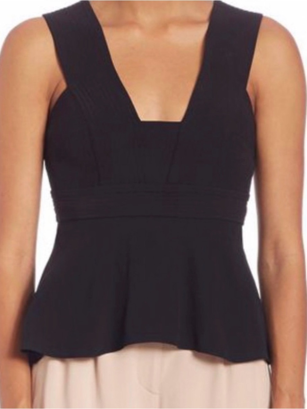 A.L.C. Leigh Peplum Black V-Neck Sleeveless Top size 4